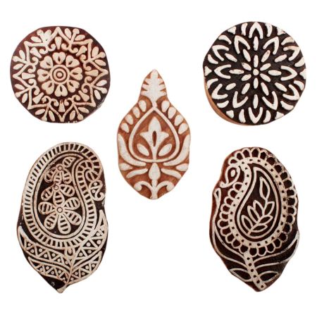 Set of 5 Piece New Mix Wooden Printing Blocks